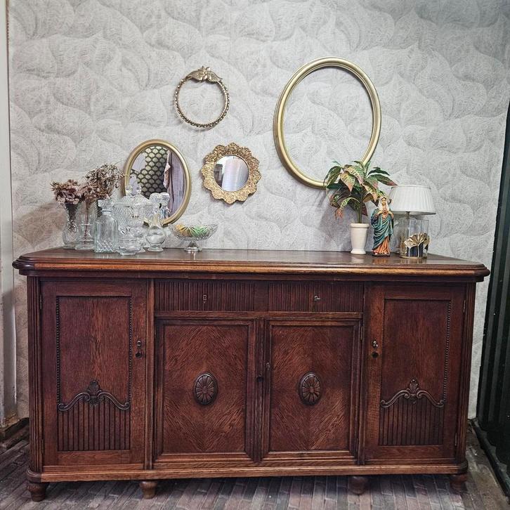 Mooie vintage eikenhouten dressoir, Huis en Inrichting, Kasten | Dressoirs, Nieuw, Ophalen