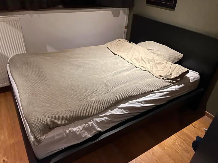 Ikea Zwart Twijfelaar Bed, Huis en Inrichting, Slaapkamer | Bedden, Gebruikt, Twijfelaar, 140 cm, 200 cm, Hout, Zwart, Ophalen