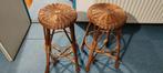 Set van 2 rotan barkrukken - vintage Bohemian stijl, Ophalen, Gebruikt, 60 tot 90 cm, Riet