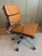 Cognac Lederen en Chroom Bureaustoel, Huis en Inrichting, Bureaustoelen, Ophalen, Gebruikt, Bruin, Bureaustoel