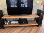Houten Tv Meubel met Metalen Frame, Ophalen, Gebruikt, 150 tot 200 cm, Eikenhout