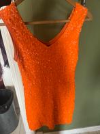 Oranje glitter jurk pailletten s 36, Ophalen of Verzenden, Gedragen, Maat 36 (S), Oranje