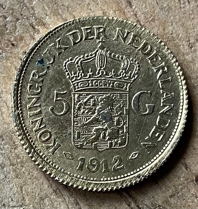 gouden vijfje 1912 Wilhelmina, Ophalen, Koningin Wilhelmina, 5 gulden, Losse munt