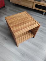 Bijzettafel latten teakhout. 50x50x50cm., Ophalen, Gebruikt