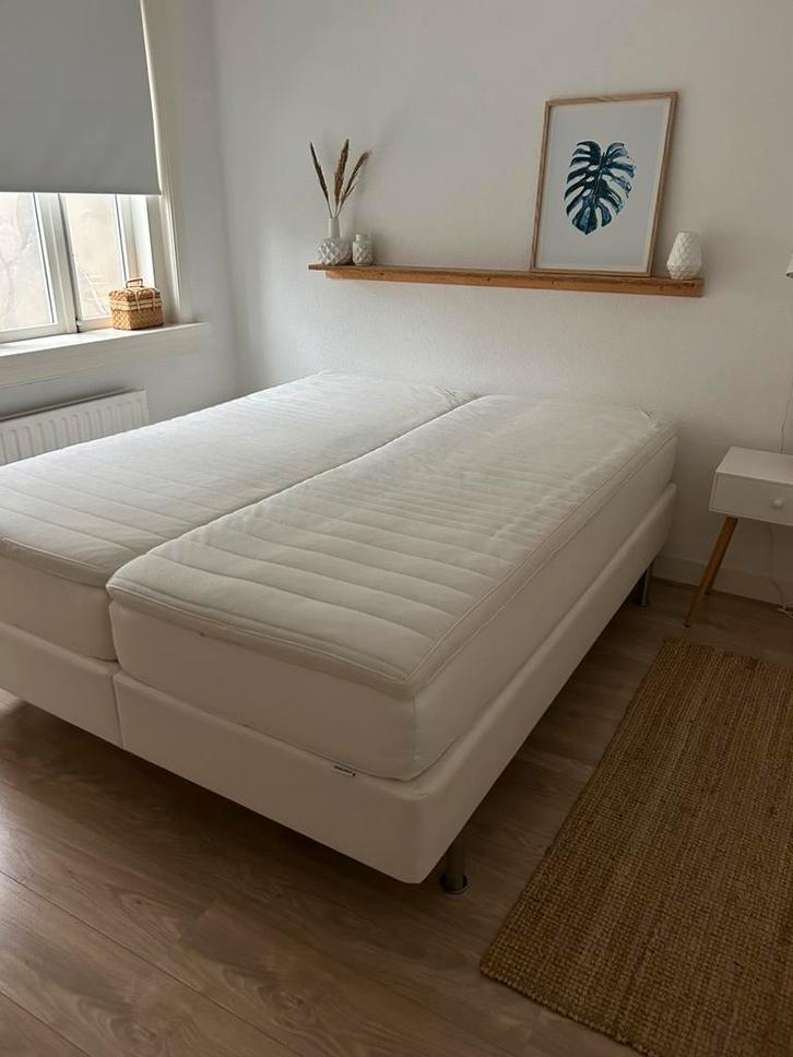 Boxspring ikea 160 x 200 cm, Huis en Inrichting, Slaapkamer | Boxsprings, Gebruikt, 160 cm, 200 cm, Tweepersoons, Crème, Ophalen