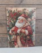 Vintage look kerst-kaart kerstman met hulst & lantaarn, Ophalen of Verzenden, 1980 tot heden, Ongelopen, Feest(dag)
