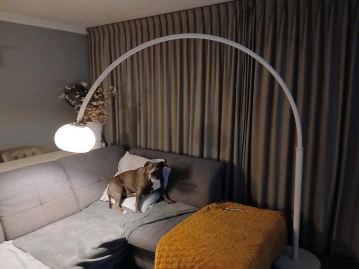 Vintage Booglamp Jaren 80 - Verstelbaar, Huis en Inrichting, Lampen | Vloerlampen, Zo goed als nieuw, Glas, Kunststof, Metaal