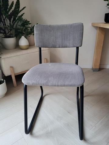 Eetstoel grijze rib stof Woood 2 stuks