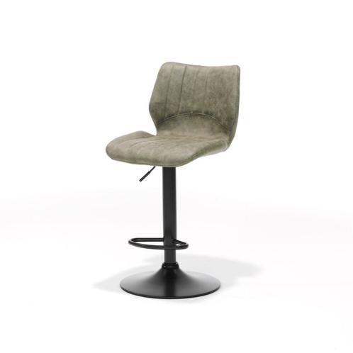 Barkruk Bobby met gasveer stof soft groen | Webshop, Huis en Inrichting, Barkrukken, Nieuw, 90 cm of meer, Metaal, In hoogte verstelbaar