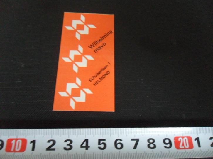 sticker helmond wilhelmina mavo schubertlaan 1, Verzamelen, Stickers, Zo goed als nieuw, Ophalen