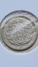 10 cent 1919 #2, Postzegels en Munten, Munten | Nederland, Zilver, Ophalen of Verzenden, 10 cent, Koningin Wilhelmina