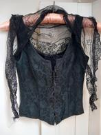 Vintage kanten corset bustier zwart., Ophalen, Dames