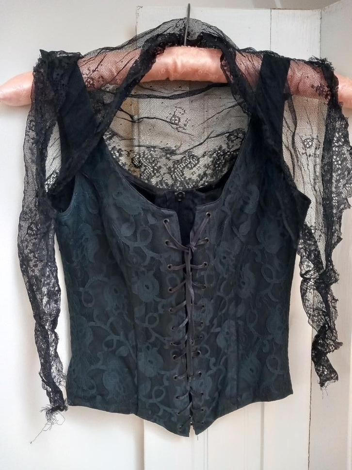Vintage kanten corset bustier zwart., Antiek en Kunst, Antiek | Kleding en Accessoires, Dames, Ophalen