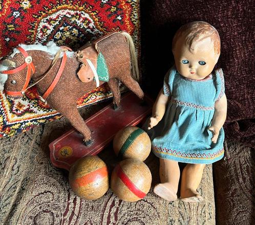 Zwaar en Oude Pop met Lichtblauwe (slaap)ogen, Antiek en Kunst, Antiek | Speelgoed, Ophalen of Verzenden