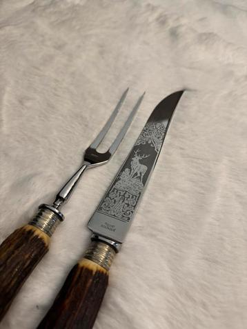 Vintage Solingen vlees snijset hertengewei handvat / bestek beschikbaar voor biedingen