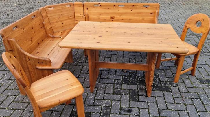 Robust zwaar Oostenrijkse Duitse Eethoek zithoek Hoekbank, Huis en Inrichting, Banken | Complete zithoeken, Gebruikt, Hout, Ophalen