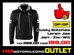 Leren Motorjas Rusty Stitches Jari Zwart-Wit - M - L, Motoren, Kleding | Motorkleding, Info@huybersmotoren.nl, HM - Sale, NL, Jas | leer