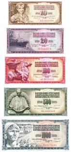 Joegoslavië setje van 5 bankbiljetten - XF, Verzenden, Joegoslavië, Setje