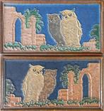 Porceleyne Fles cloisonné tegels : 2 x Uilen, Ophalen of Verzenden