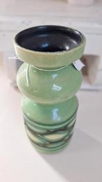 Vintage aardewerk vaas, groen met zwart en geel, seventies, Huis en Inrichting, Gebruikt, Vintage, Aardewerk of Porselein, Ophalen of Verzenden