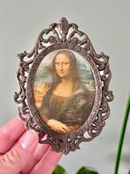Vintage messing lijstje stoffen Mona Lisa, Ophalen of Verzenden, Gebruikt