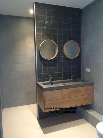 badkamermeubel Chêne met betonlook wasbak !!maatwerk!! beschikbaar voor biedingen