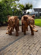Houten olifanten, Huis en Inrichting, Woonaccessoires | Zuilen en Pilaren, Ophalen, Zo goed als nieuw