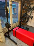 Squat rek met gewichten en stangen, Sport en Fitness, Ophalen, Gebruikt, Armen, Krachtstation