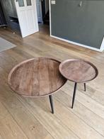 Salontafel set mango hout, Huis en Inrichting, Tafels | Salontafels, Ophalen, Minder dan 50 cm, Gebruikt, Rond
