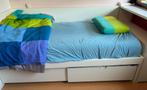 Ikea FLAXA, wit, single met opberg, verstelbare latbodem, Huis en Inrichting, Slaapkamer | Bedden, Ophalen, Gebruikt, 90 cm, Eenpersoons