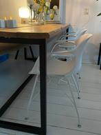 Witte Eettafel Stoelen met Leuningen - 6 Stuks, Ophalen, Gebruikt, Wit, Metaal