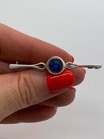X322 Prachtige zilveren broche Fischland blauwe topaas, Sieraden, Tassen en Uiterlijk, Antieke sieraden, Ophalen of Verzenden