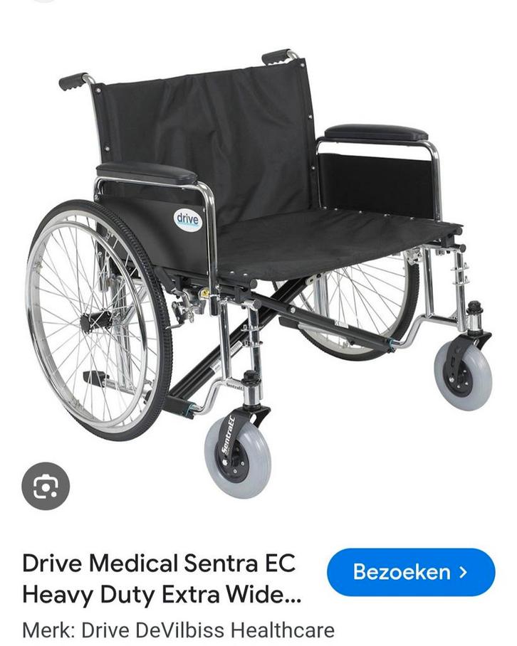 Rolstoel XXL Heavy duty zitbreedte 66 cm nieuw in doos, Diversen, Rolstoelen, Duwrolstoel, Ophalen