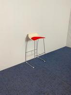 12 x Barkruk Hoop, rode stof, chroom onderstel, Huis en Inrichting, Ophalen, Met voetsteun, 60 tot 90 cm, Gebruikt