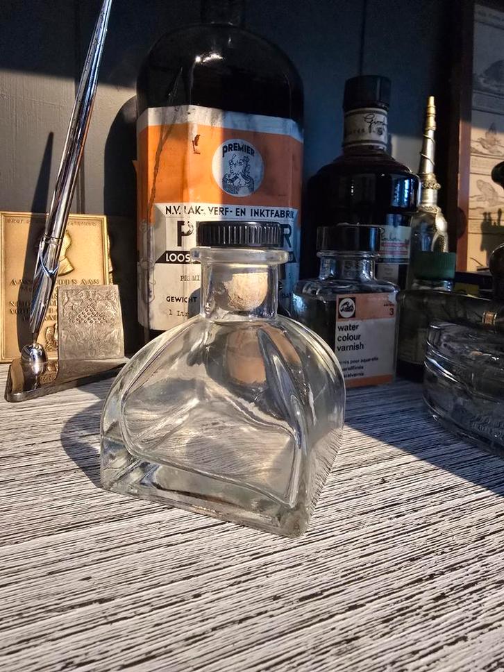 Antieke Art Deco Glazen inktfles €7,50, Antiek en Kunst, Antiek | Glas en Kristal, Ophalen of Verzenden