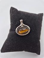 Zilveren hanger met tijgeroog, Overige voorstellingen, Bruin, Ophalen of Verzenden, Zo goed als nieuw