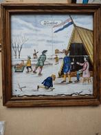 Schaatsplezier op tegeltableau 30 x 30 c.m., Antiek en Kunst, Ophalen of Verzenden
