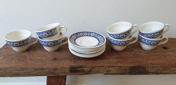 Royal Wessex kop en schotels (7 stuks), kleur wit/blauw beschikbaar voor biedingen