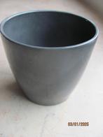 Antraciet gevlamd RONDE keramiek BLOEMPOT pot ø 12.5 cm IZGS, Rond, Zo goed als nieuw, Aardewerk, Tuin