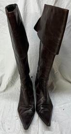 Hoge laarzen, donker-/kastanjebruin leder, met ritssluiting,, Kleding | Dames, Schoenen, Ophalen, Bruin, Gedragen, ITALIE