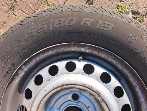 4 winterbanden met velgen 155/80 R13, Auto diversen, Autosport-onderdelen, Gebruikt, Ophalen