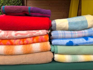 Vintage retro deken plaid aabee didas wol 60s 70s dekens beschikbaar voor biedingen