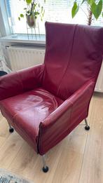 Lederen stoel bordeaux rood montis cherly, Huis en Inrichting, Stoelen, Ophalen, Gebruikt, Rood, Eén