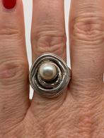 K549 Prachtige zilveren ring met parel (verstelbaar), Sieraden, Tassen en Uiterlijk, Ringen, Ophalen of Verzenden, Dame, Zilver