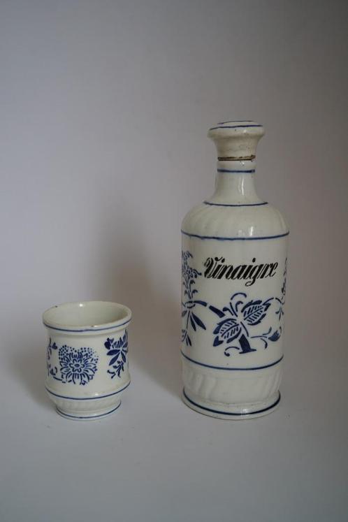 aardewerk kruik potje blauw wit vinaigre thijm zwiebelmuster, Antiek en Kunst, Antiek | Keramiek en Aardewerk, Ophalen of Verzenden