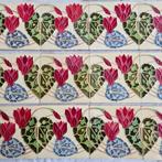 16 unieke art nouveau randtegels met rode bloem 245cm, Antiek en Kunst, Antiek | Wandborden en Tegels, Ophalen