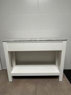 Side table hout / natuursteen blad, Ophalen, 100 tot 150 cm, Zo goed als nieuw, 25 tot 50 cm