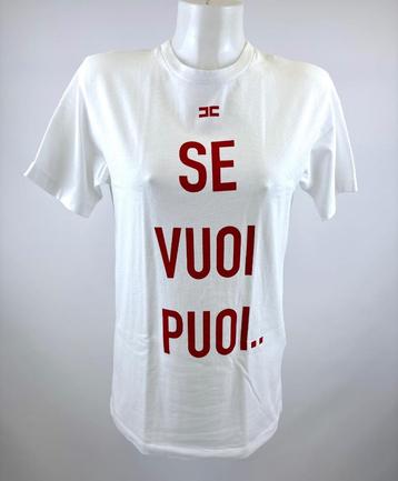 ELISABETTA FRANCHI Wit rood logo t-shirt Mt IT 40-EU 34/36  beschikbaar voor biedingen