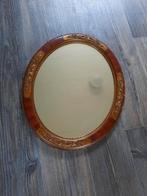 Ovale antieke houten spiegel 60x50 cm, Ophalen of Verzenden
