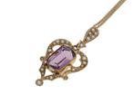 Jugendstil Amethist parels gouden ketting hanger Art Deco, Sieraden, Tassen en Uiterlijk, Antieke sieraden, Ophalen of Verzenden